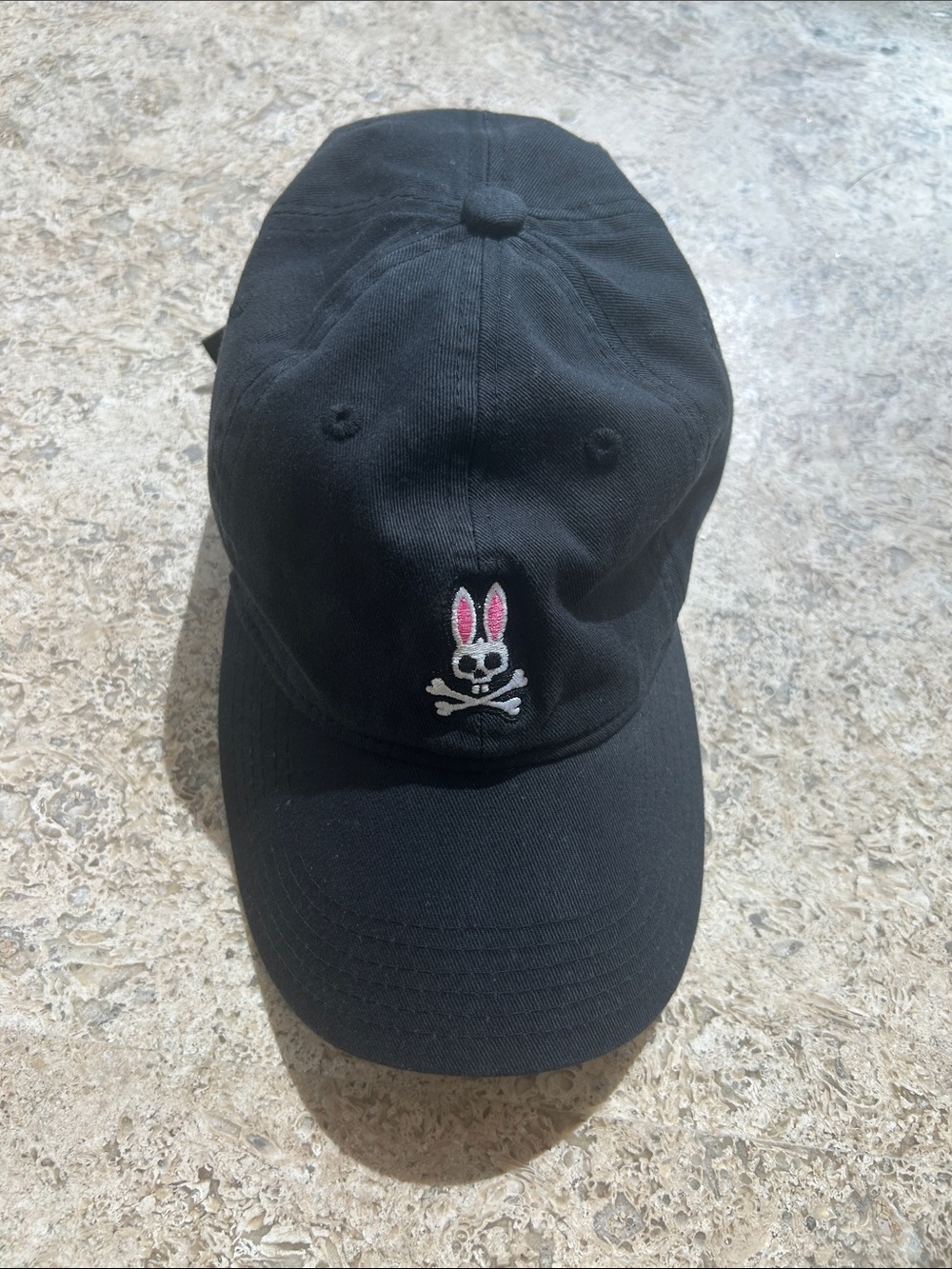 Psycho Bunny Black Baseball Cap with Pink-Accented Logo